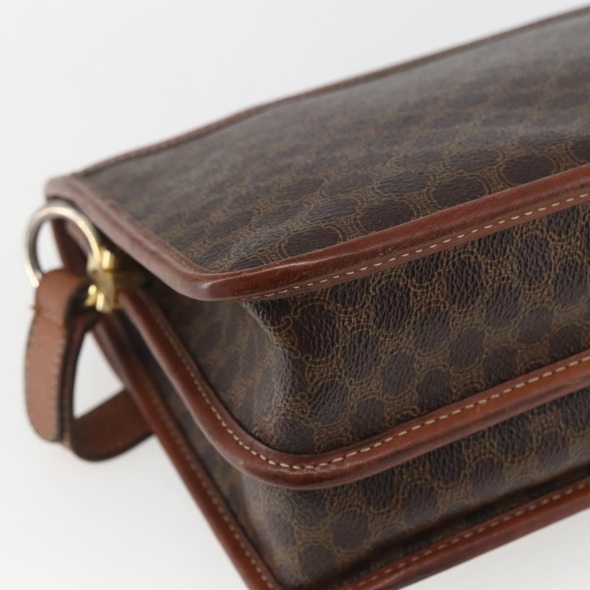 Celine Vintage Macadam Shoulder Bag Canvas Brown Canvas Shoulder Bag Bag (Pre-Owned)
