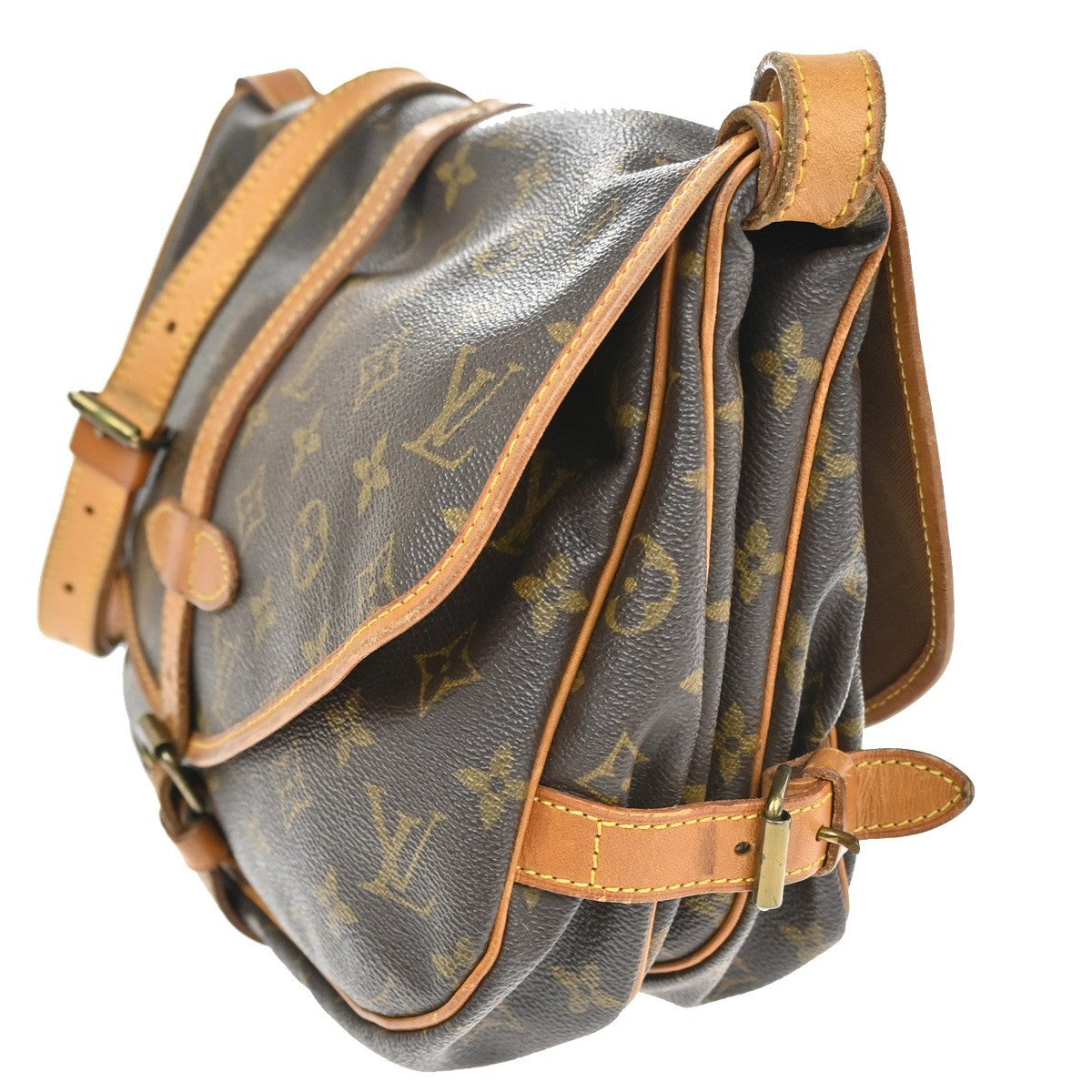 Louis Vuitton Saumur Handbag Monogram Canvas Brown Canvas Shoulder Bag Bag (Pre-Owned)