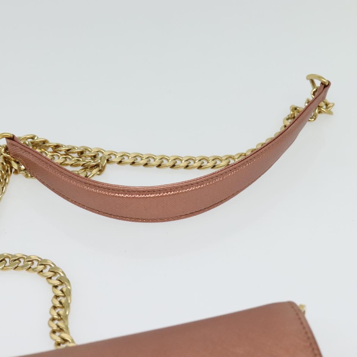 Prada Monochrome Chain Flap Bag Saffiano Leather Pink Leather Shoulder Bag Bag (Pre-Owned)