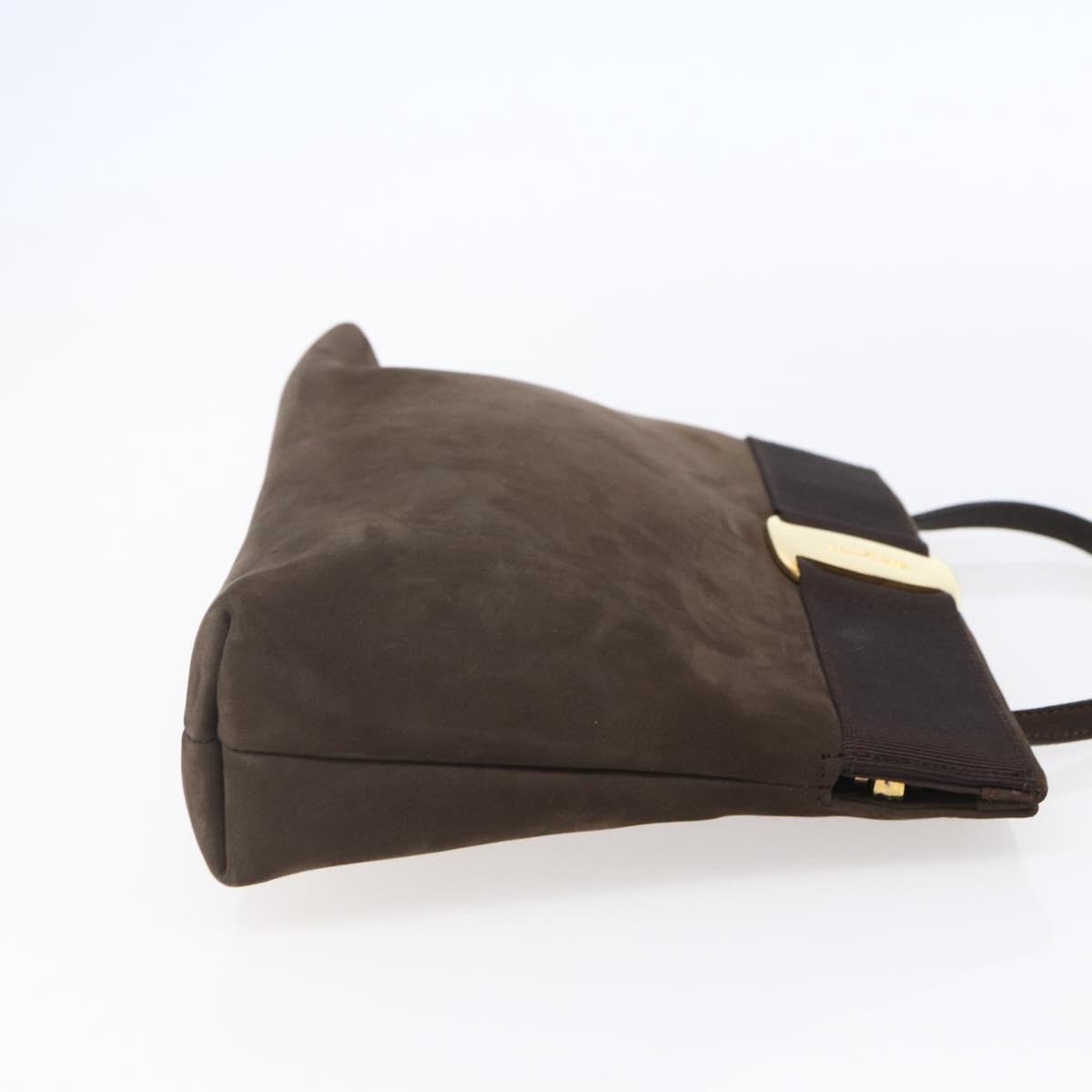 Salvatore Ferragamo Vala Shoulder Bag Suede Brown Suede Shoulder Bag Bag (Pre-Owned)