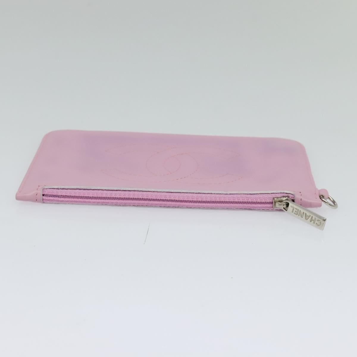 Chanel Cc Zip Clutch Leather Pink Leather Clutche & Pouche Bag (Pre-Owned)