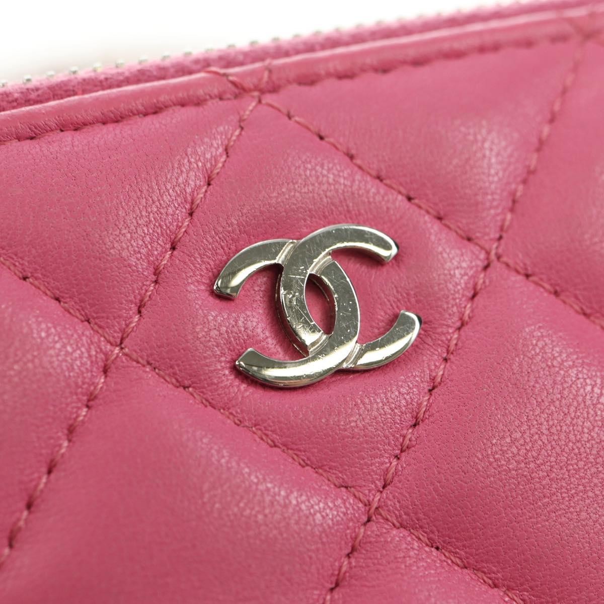 Chanel Double Zip Clutch With Chain Quilted Lambskin Pink Leather Shoulder Bag Bag (Pre-Owned)