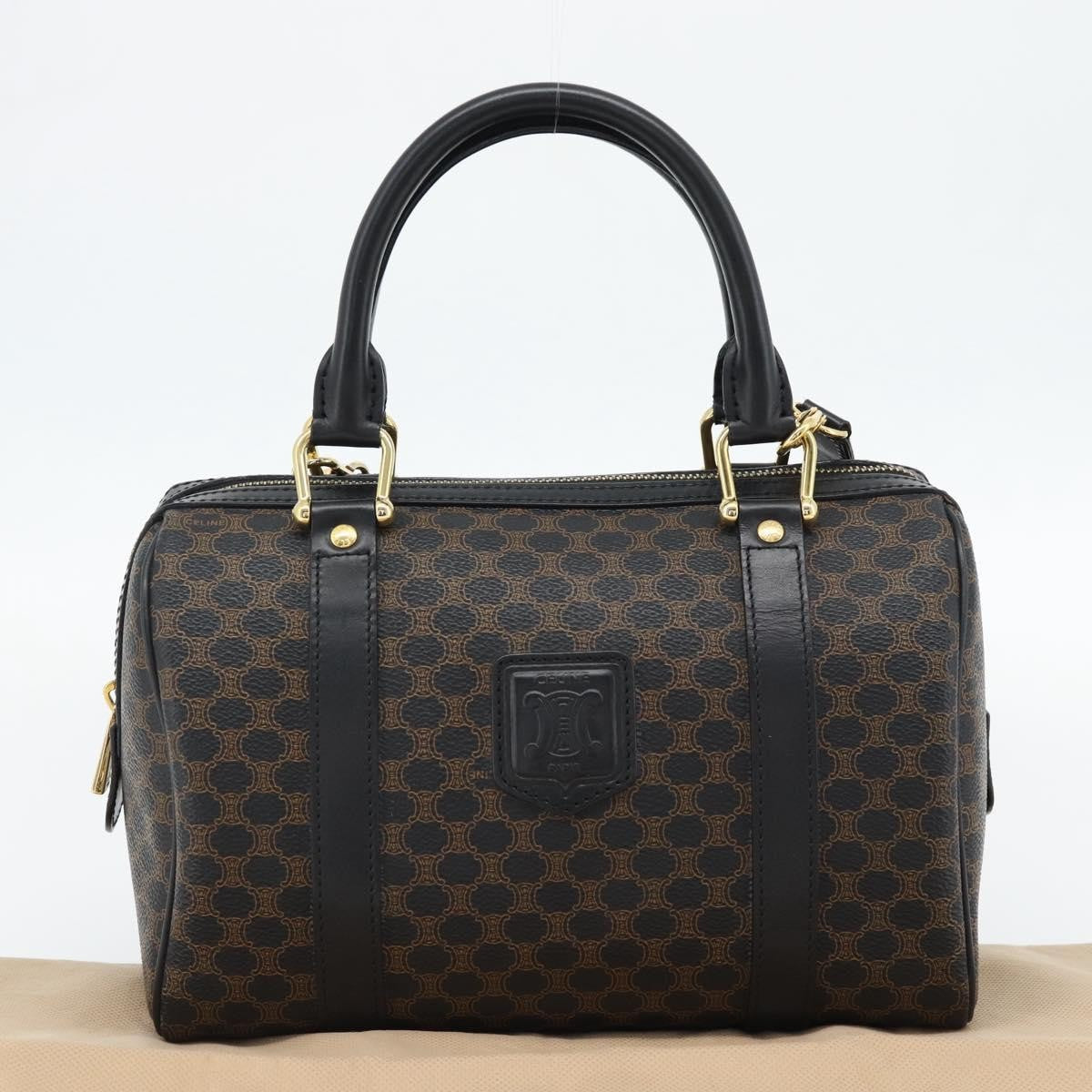 Celine Macadam Handbag Macadam With Leather Black Canvas Handbag (Pre-Owned)