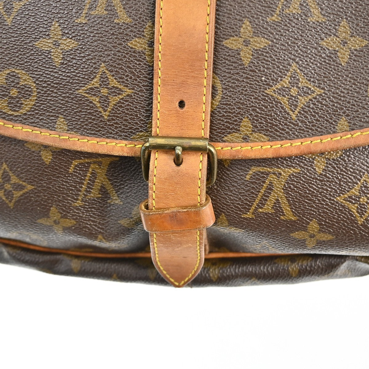 Louis Vuitton Saumur Handbag Monogram Canvas Brown Canvas Shoulder Bag Bag (Pre-Owned)