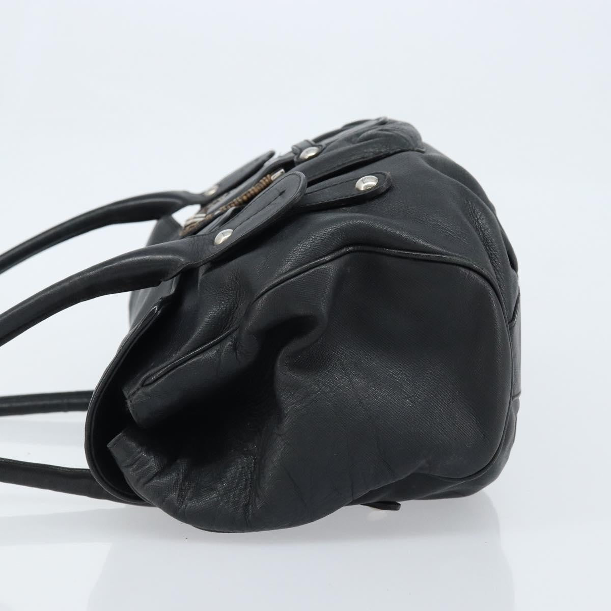 Salvatore Ferragamo Gancini Handbag Leather Black Leather Handbag (Pre-Owned)