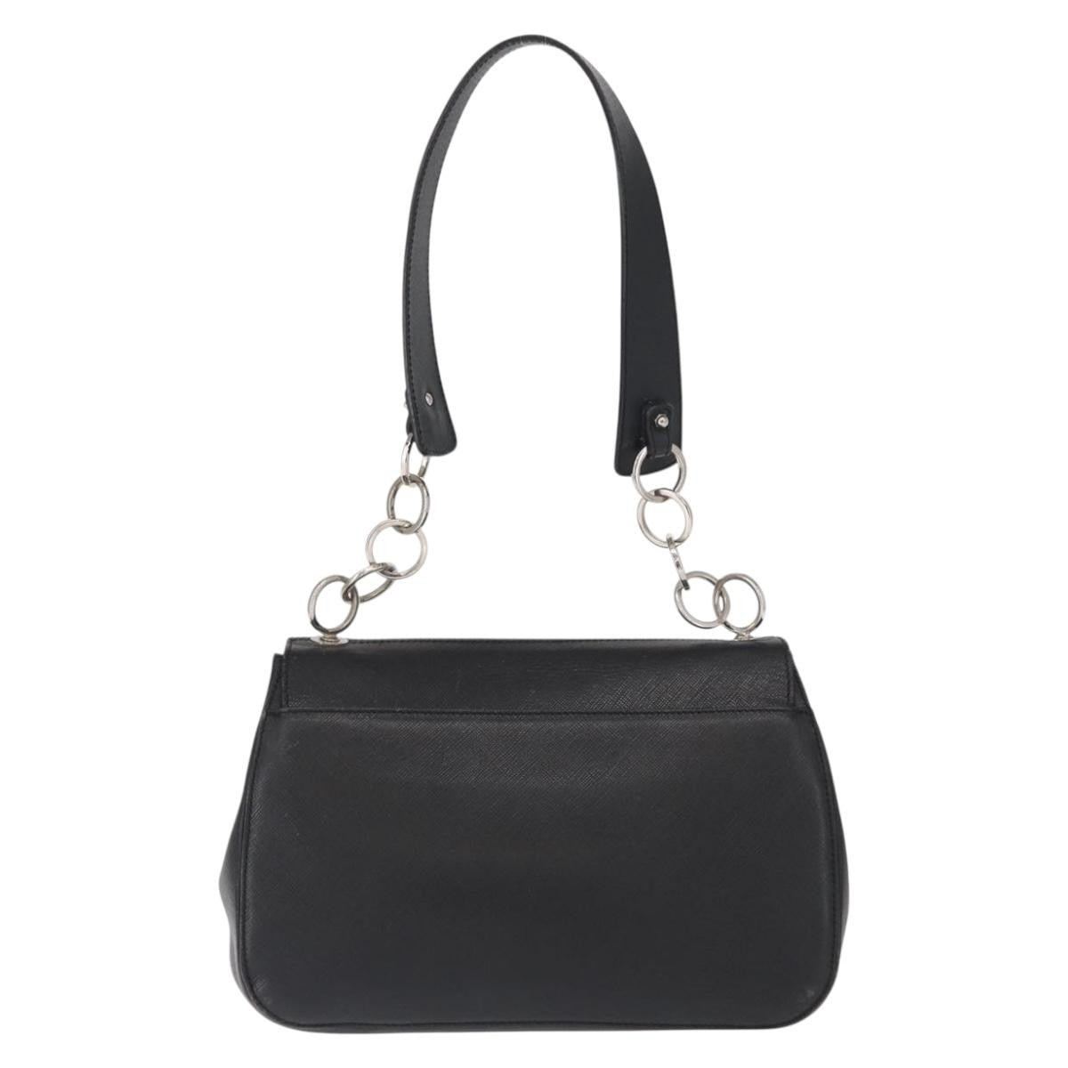 Salvatore Ferragamo Gancini Shoulder Bag Leather Black Leather Shoulder Bag Bag (Pre-Owned)