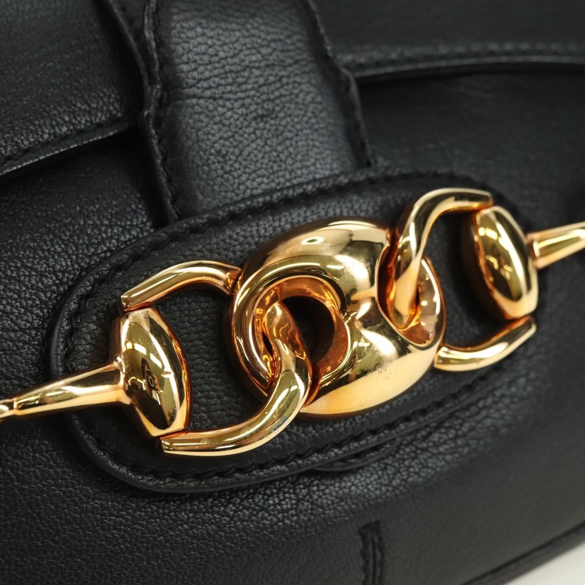 Gucci Horsebit Shoulder Bag Gg Canvas And Leather Black Leather Shoulder Bag Bag (Pre-Owned)