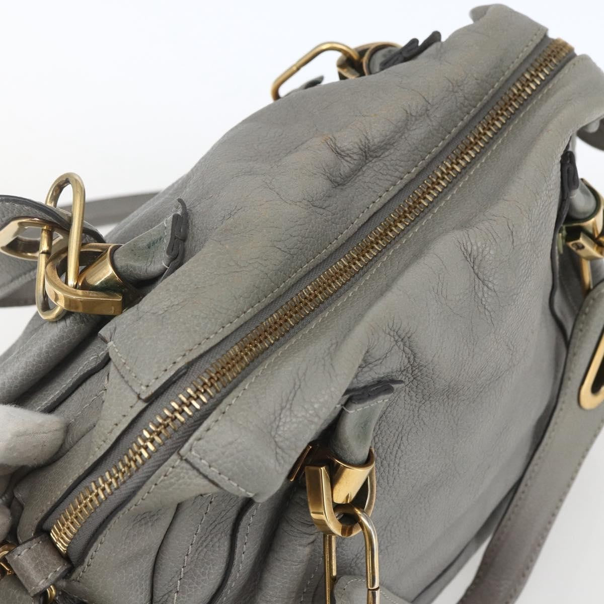 Chloe Paraty Top Handle Bag Leather Gray Leather Handbag (Pre-Owned)