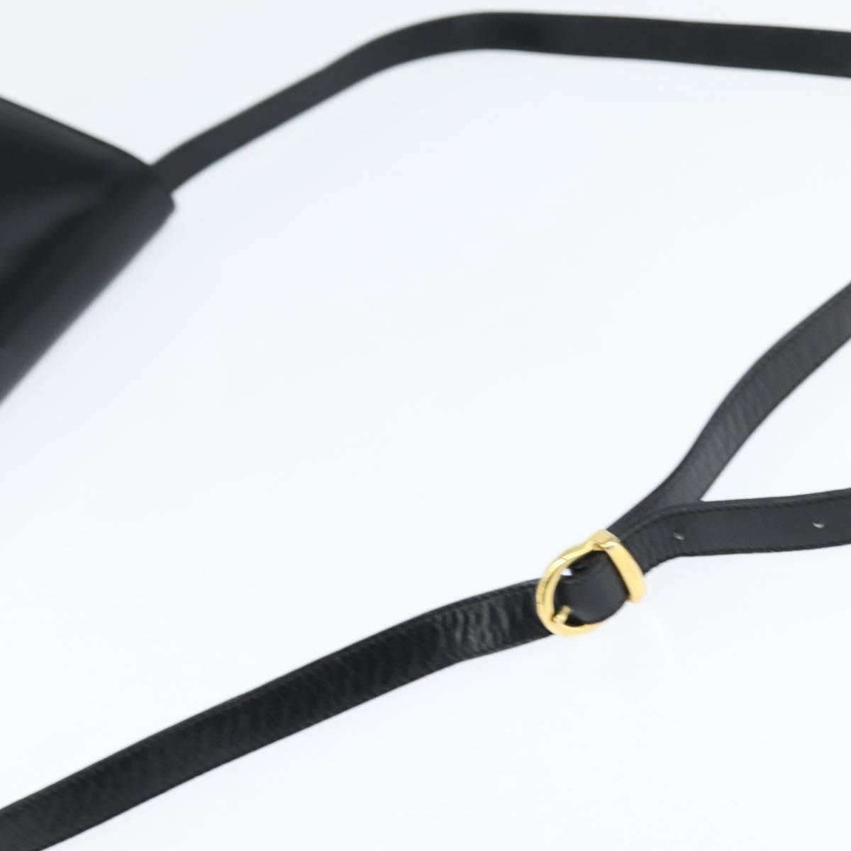 Salvatore Ferragamo Gancini Flap Shoulder Bag Leather Black Leather Shoulder Bag Bag (Pre-Owned)