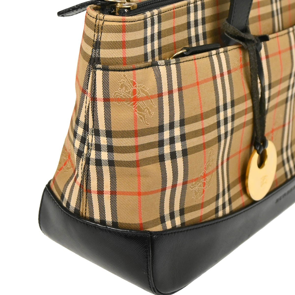 Burberry Nova Check Tote Nylon And Leather Beige Canvas Tote Bag Bag (Pre-Owned)
