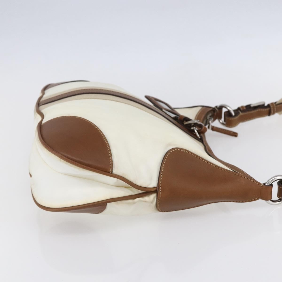 Prada Vintage Shoulder Bag Nylon And Leather Beige Nylon Shoulder Bag Bag (Pre-Owned)