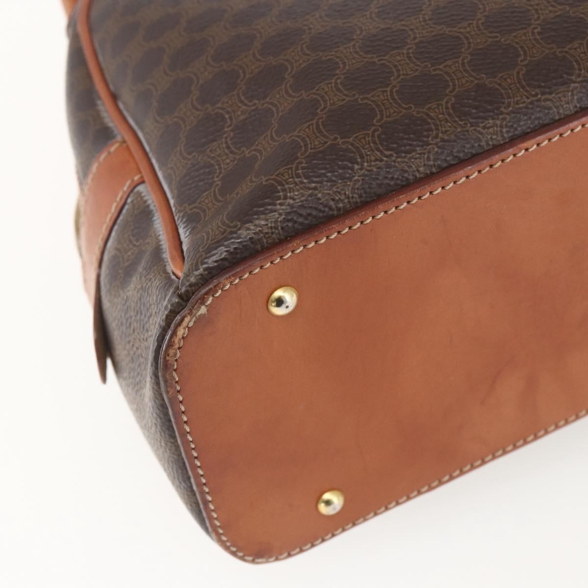 Celine Vintage Macadam Handbag Canvas And Leather Brown Canvas Handbag (Pre-Owned)
