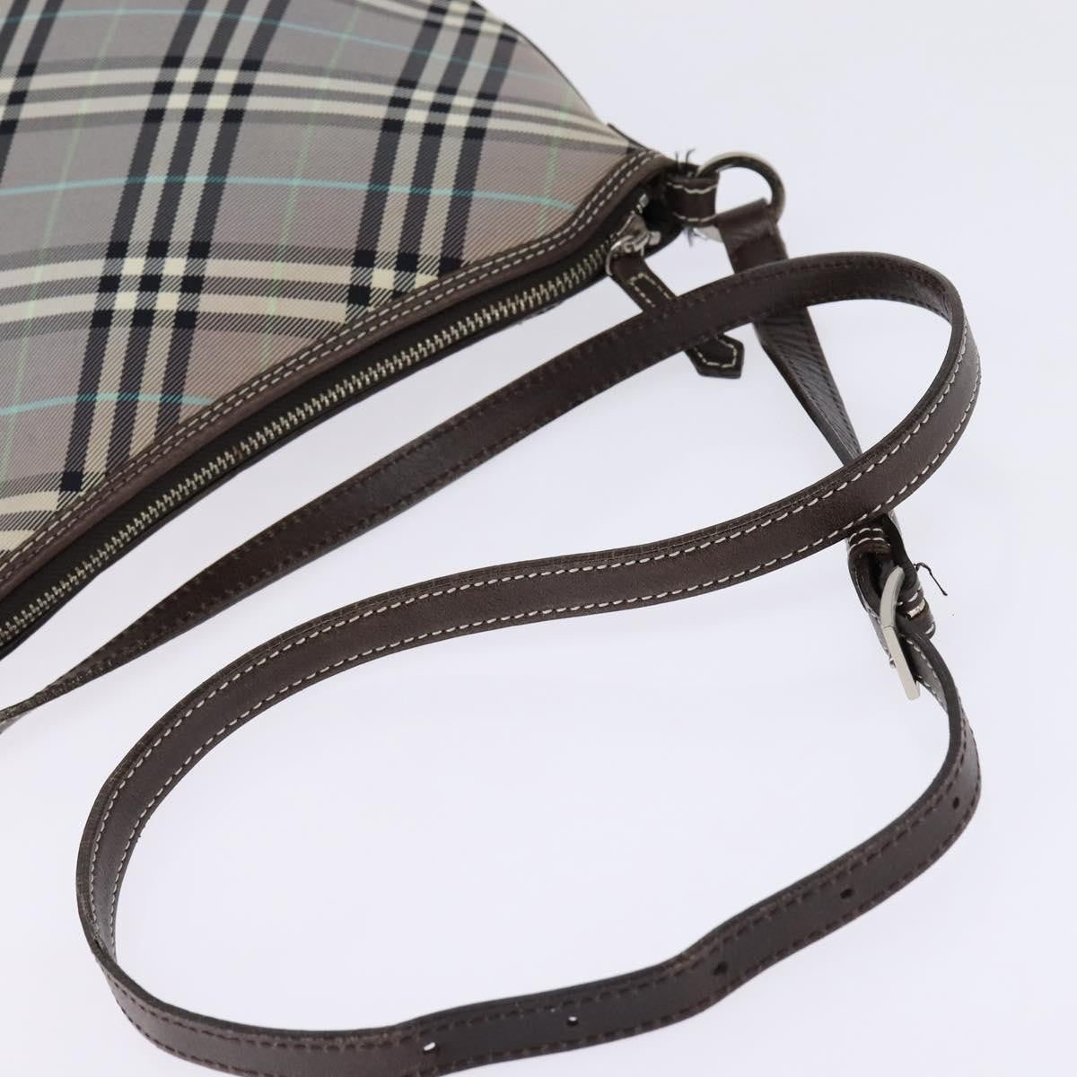 Burberry Nova Check Blue Label Canvas Gray Nylon Shoulder Bag Bag (Pre-Owned)
