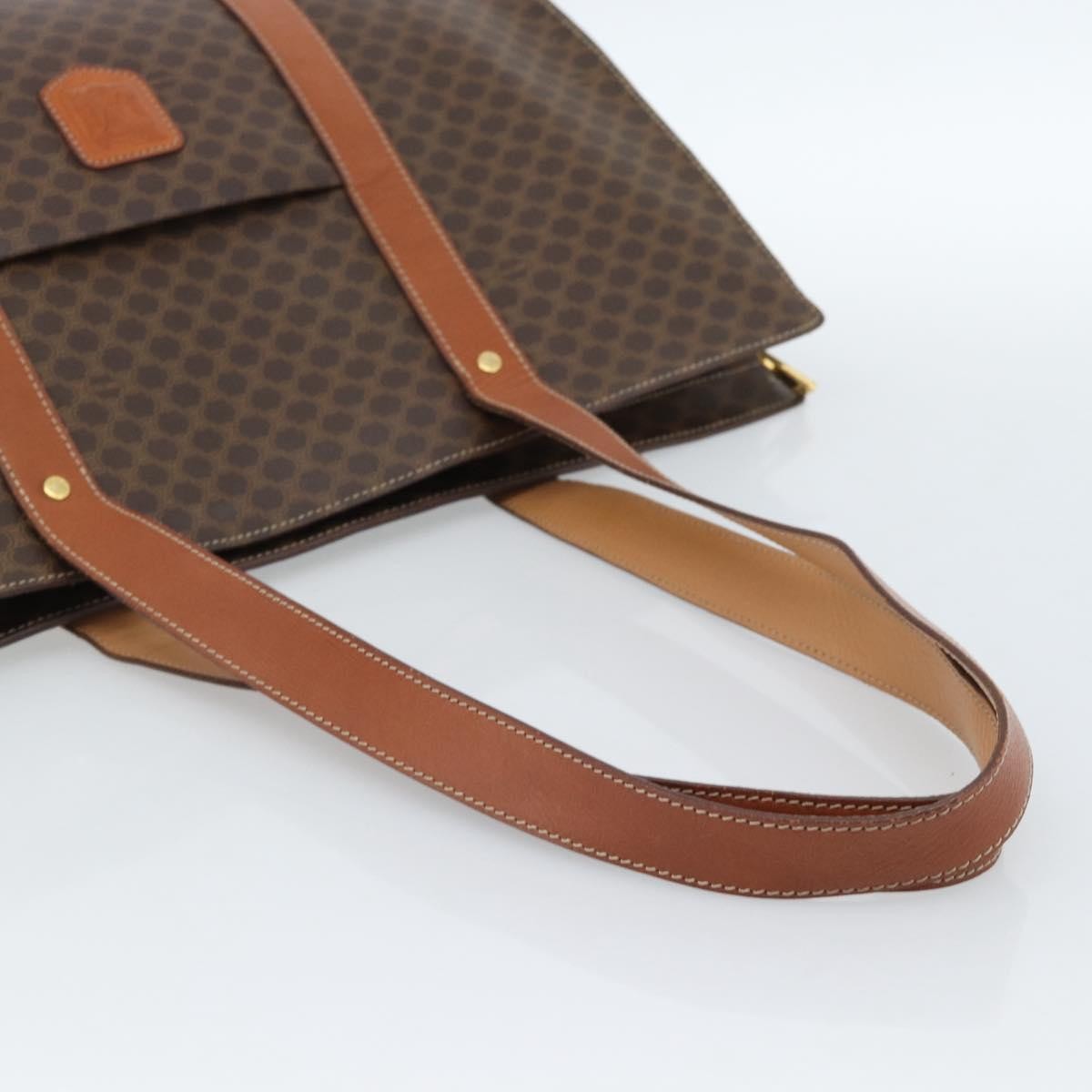 Celine Vintage Macadam Shopper Tote Coated Canvas Brown Canvas Tote Bag Bag (Pre-Owned)