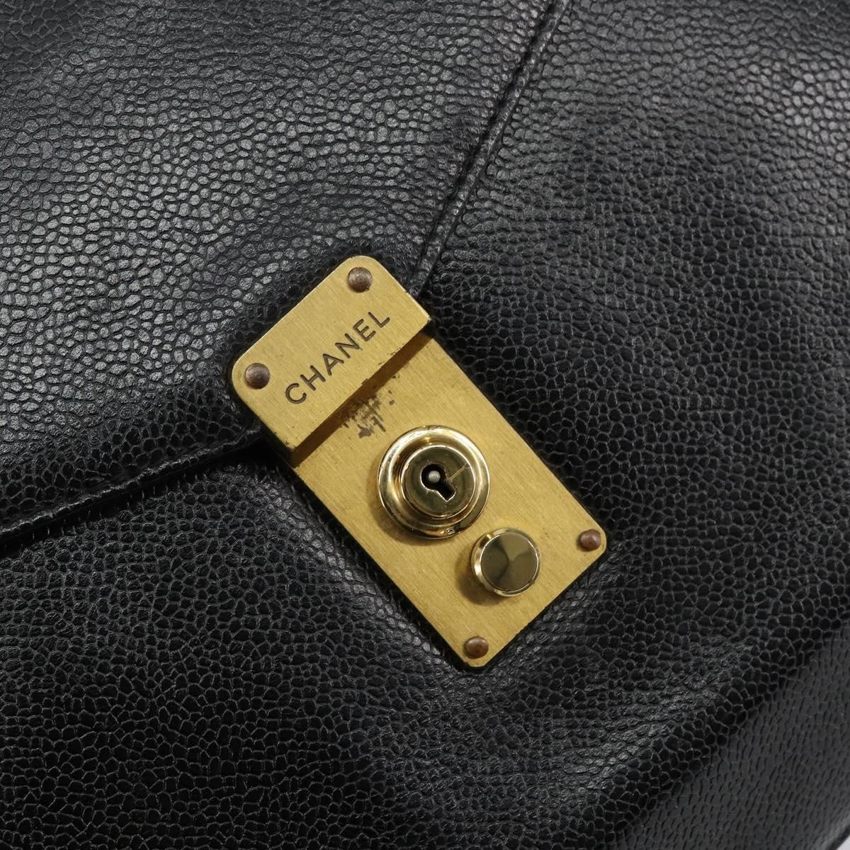 Chanel Vintage Lock Briefcase Caviar Black Leather Briefcase Bag (Pre-Owned)
