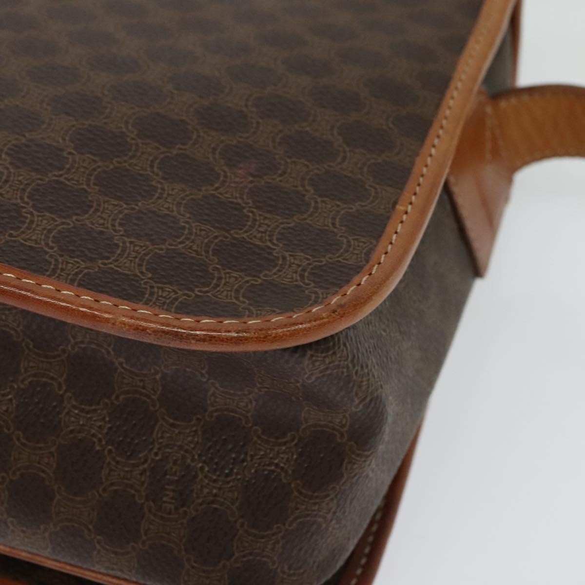 Celine Macadam Shoulder Bag Pvc Leather Brown Canvas Bag (Pre-Owned)
