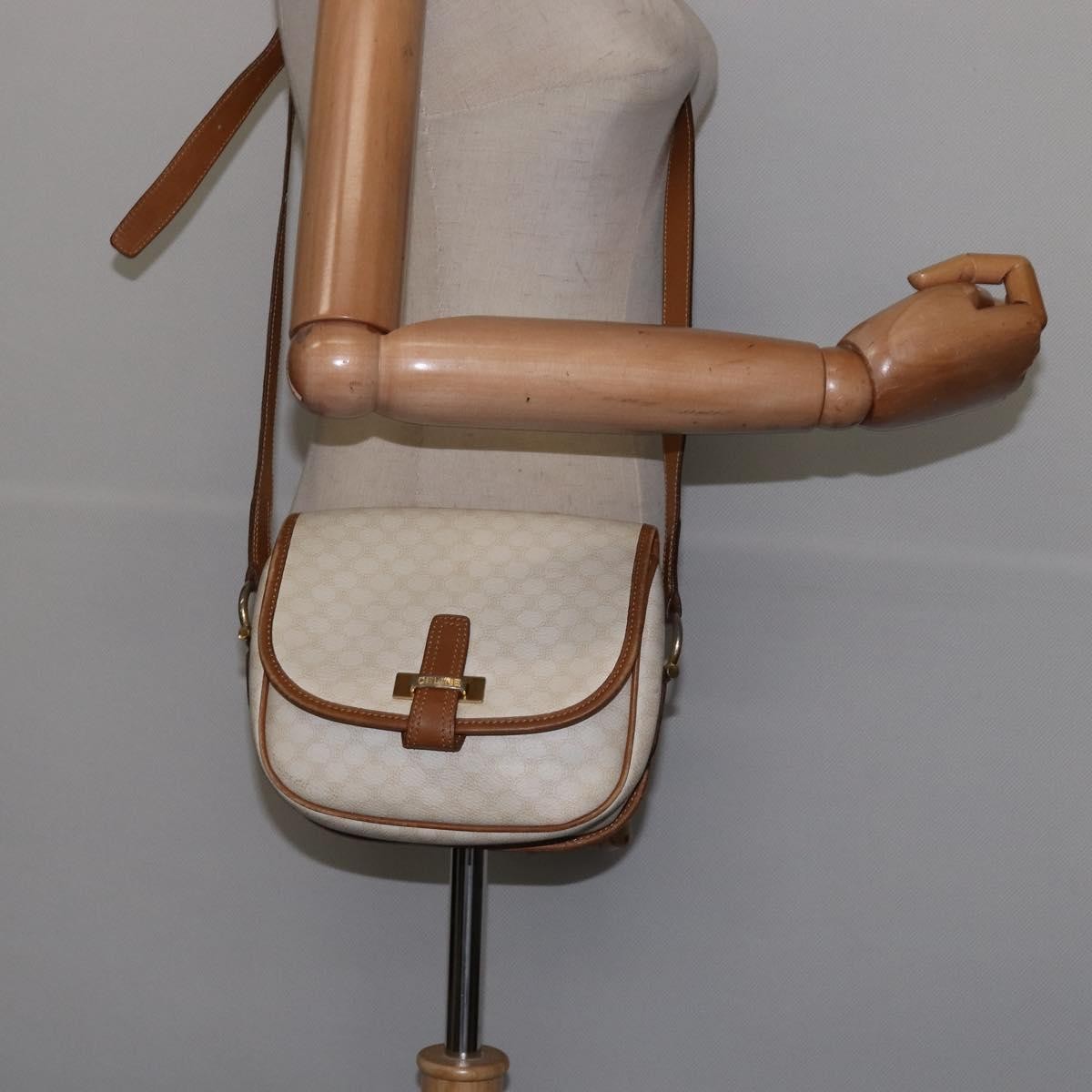 Celine Vintage Macadam Shoulder Bag Canvas And Leather Ecru Canvas Shoulder Bag Bag (Pre-Owned)