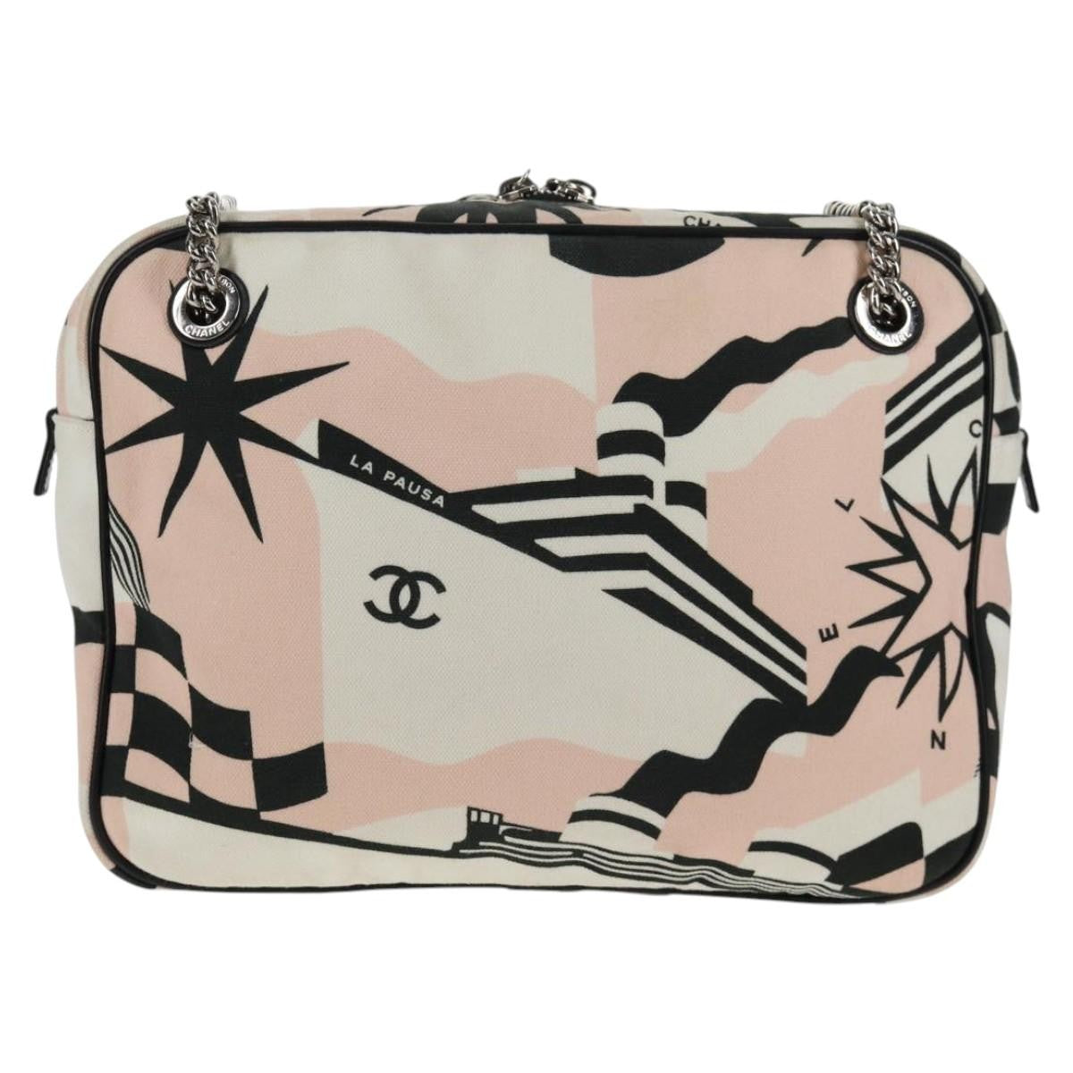 Chanel La Pausa Bay Camera Case Bag Printed Canvas Pink Canvas Bag (Pre-Owned)