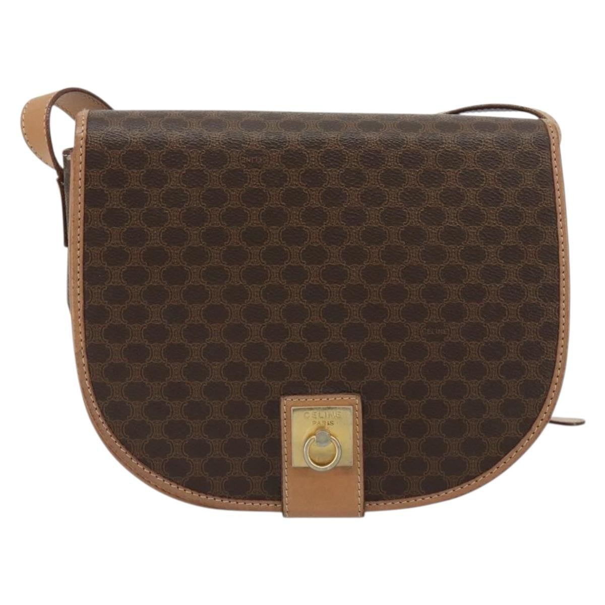 Celine Macadam Shoulder Bag Pvc Leather Brown Canvas Shoulder Bag Bag (Pre-Owned)