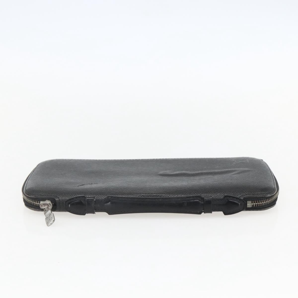 Louis Vuitton Atoll Organizer Wallet Taiga Leather Black Leather Clutche & Pouche Bag (Pre-Owned)
