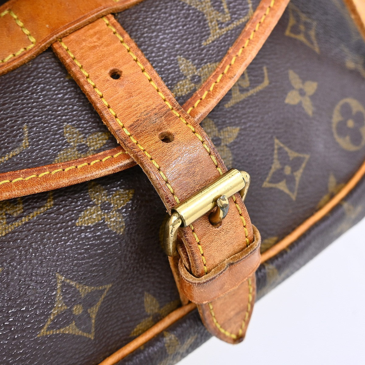Louis Vuitton Saumur Handbag Monogram Canvas Brown Canvas Shoulder Bag Bag (Pre-Owned)