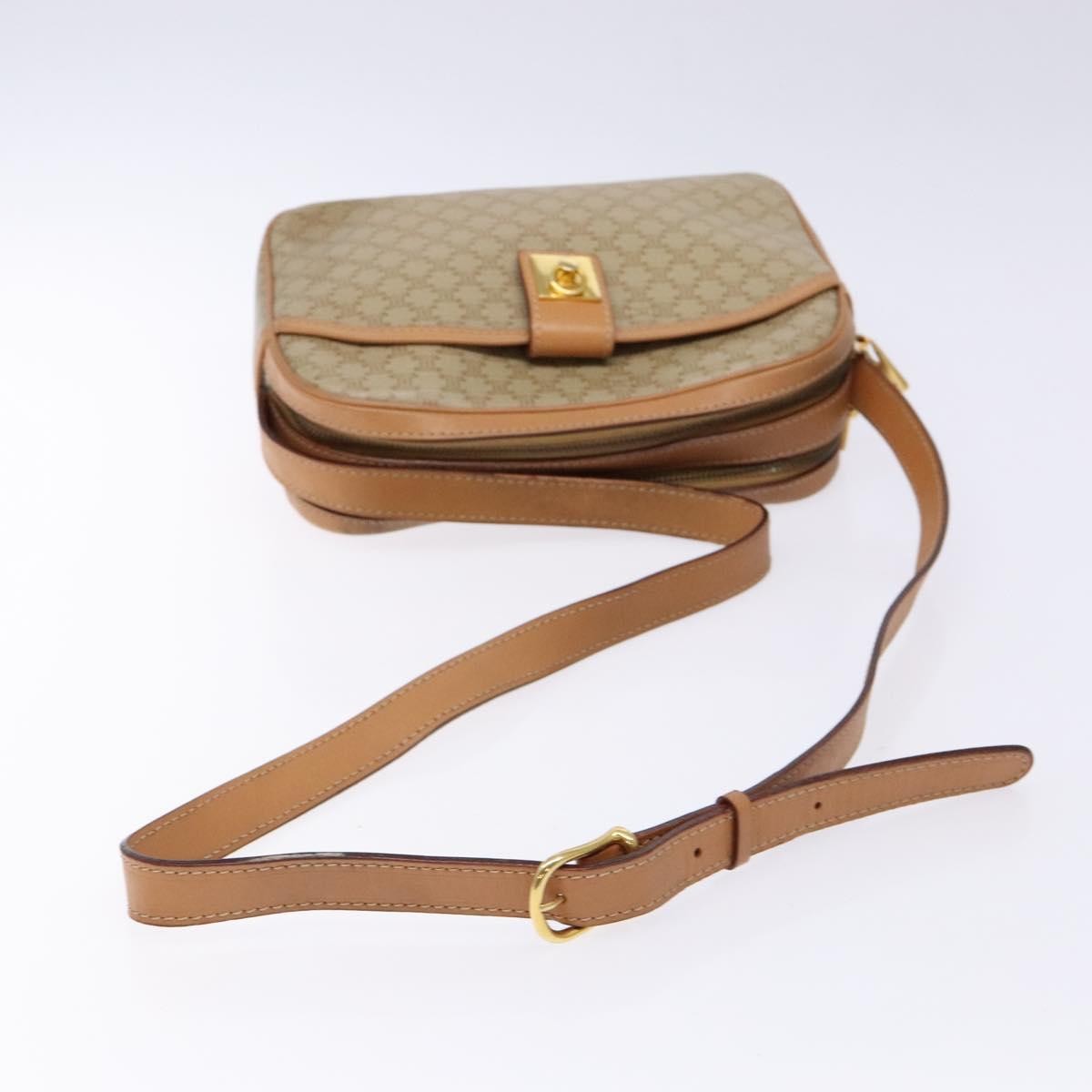 Celine Vintage Macadam Shoulder Bag Canvas And Leather Beige Canvas Bag (Pre-Owned)