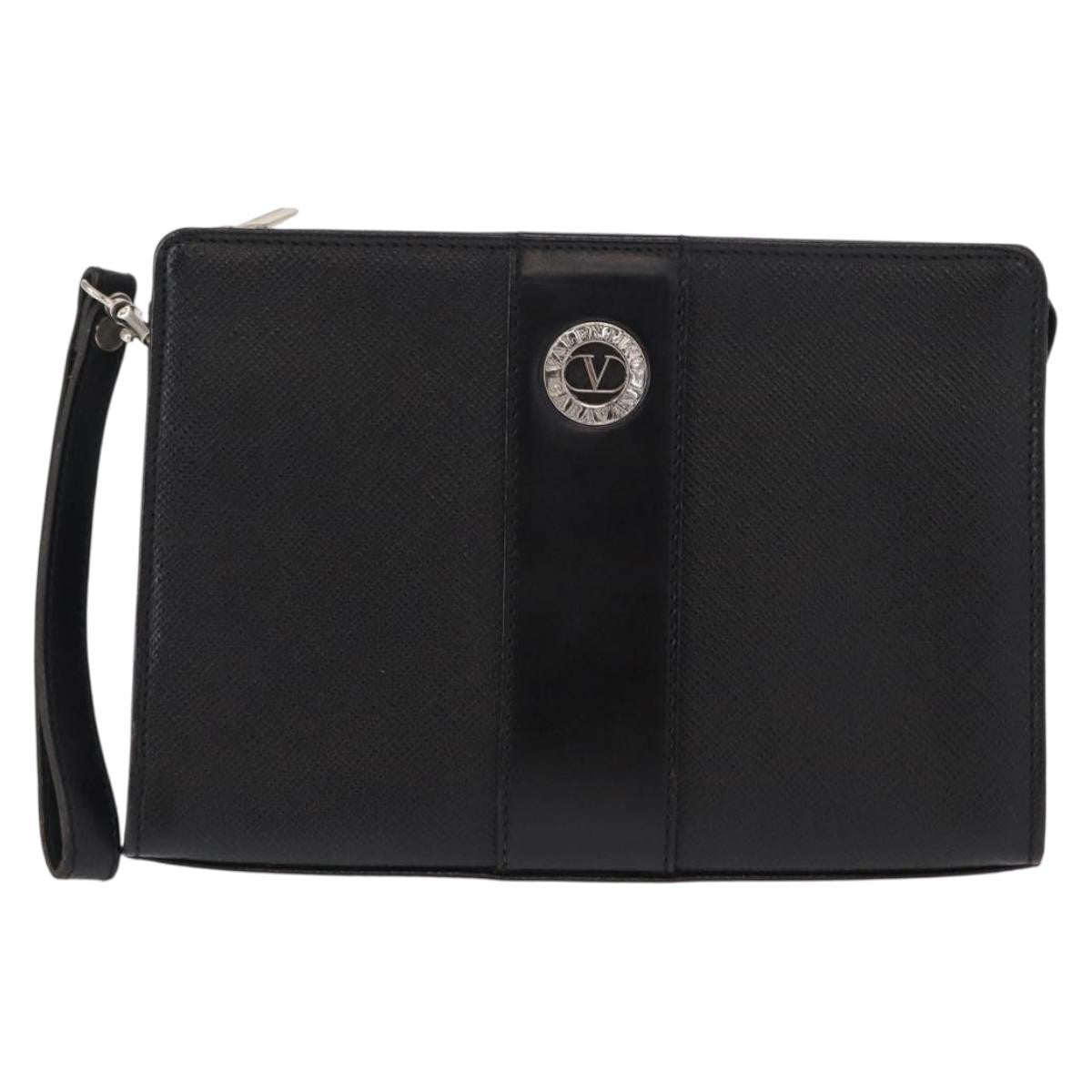 Valentino Garavani Pochette Leather Black Leather Clutche & Pouche Bag (Pre-Owned)