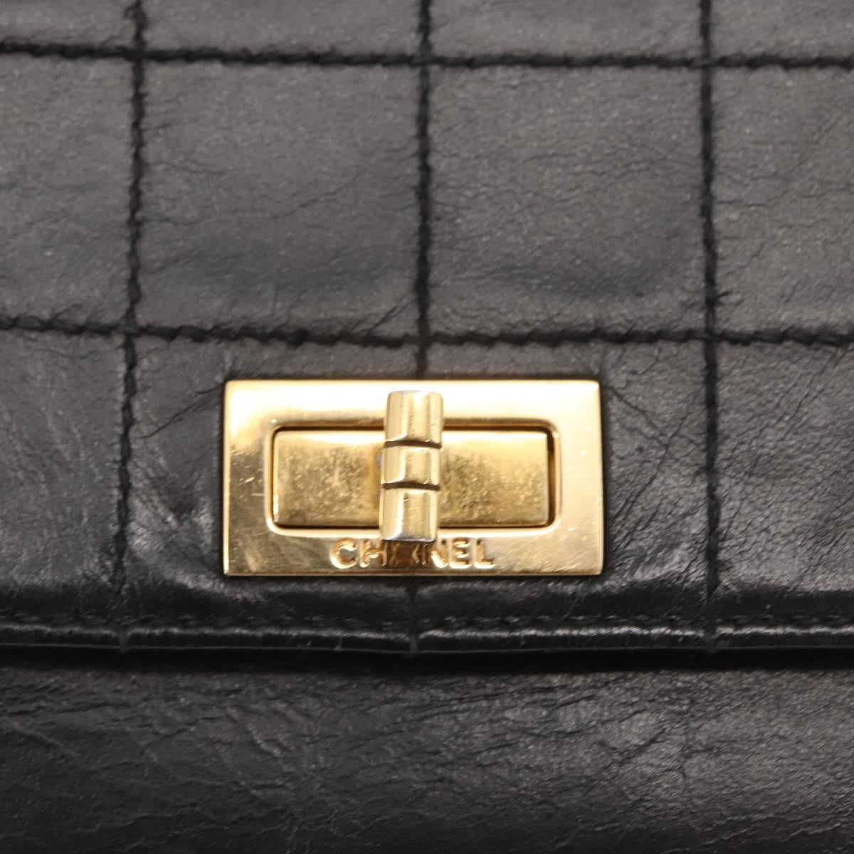 Chanel Chocolate Bar Accordion Reissue Flap Bag Quilted Lambskin Black Leather Shoulder Bag Bag (Pre-Owned)