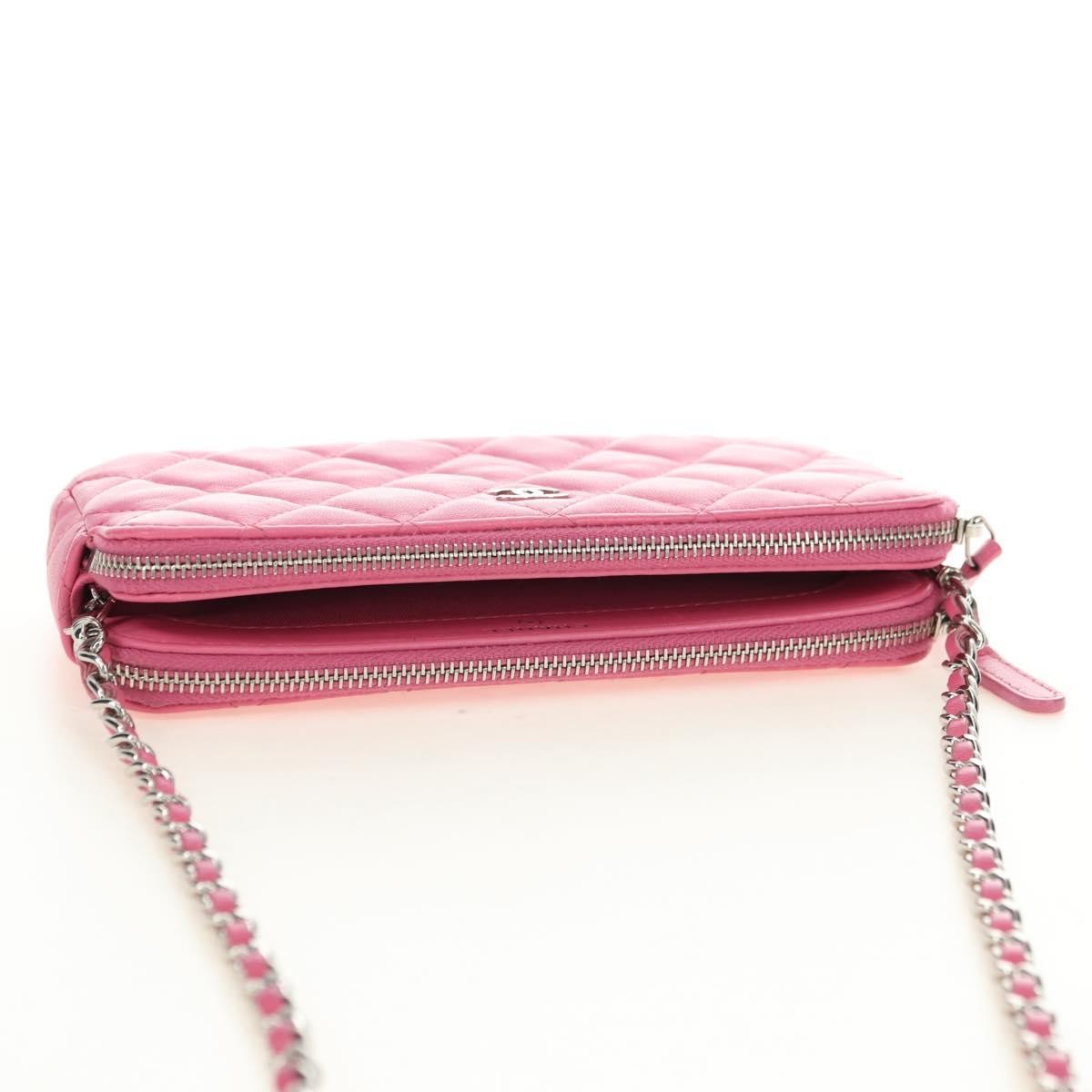 Chanel Double Zip Clutch With Chain Quilted Lambskin Pink Leather Shoulder Bag Bag (Pre-Owned)