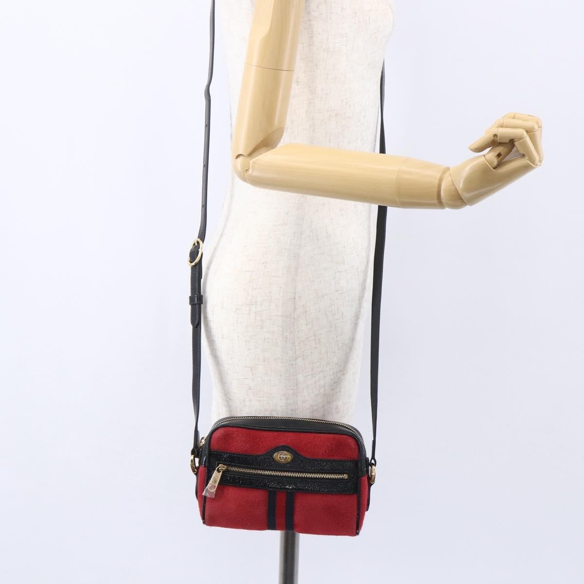Gucci Ophidia Shoulder Bag Suede Red Suede Shoulder Bag Bag (Pre-Owned)