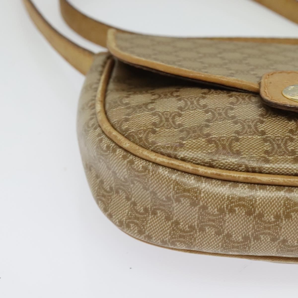 Celine Vintage Macadam Shoulder Bag Macadam Canva  Vinyl Beige Pvc Bag (Pre-Owned)