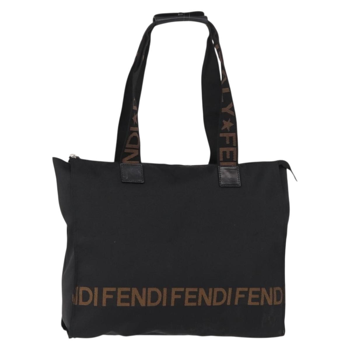 Fendi Vintage Convertible Logo Weekender Nylon Black Nylon Tote Bag Bag (Pre-Owned)