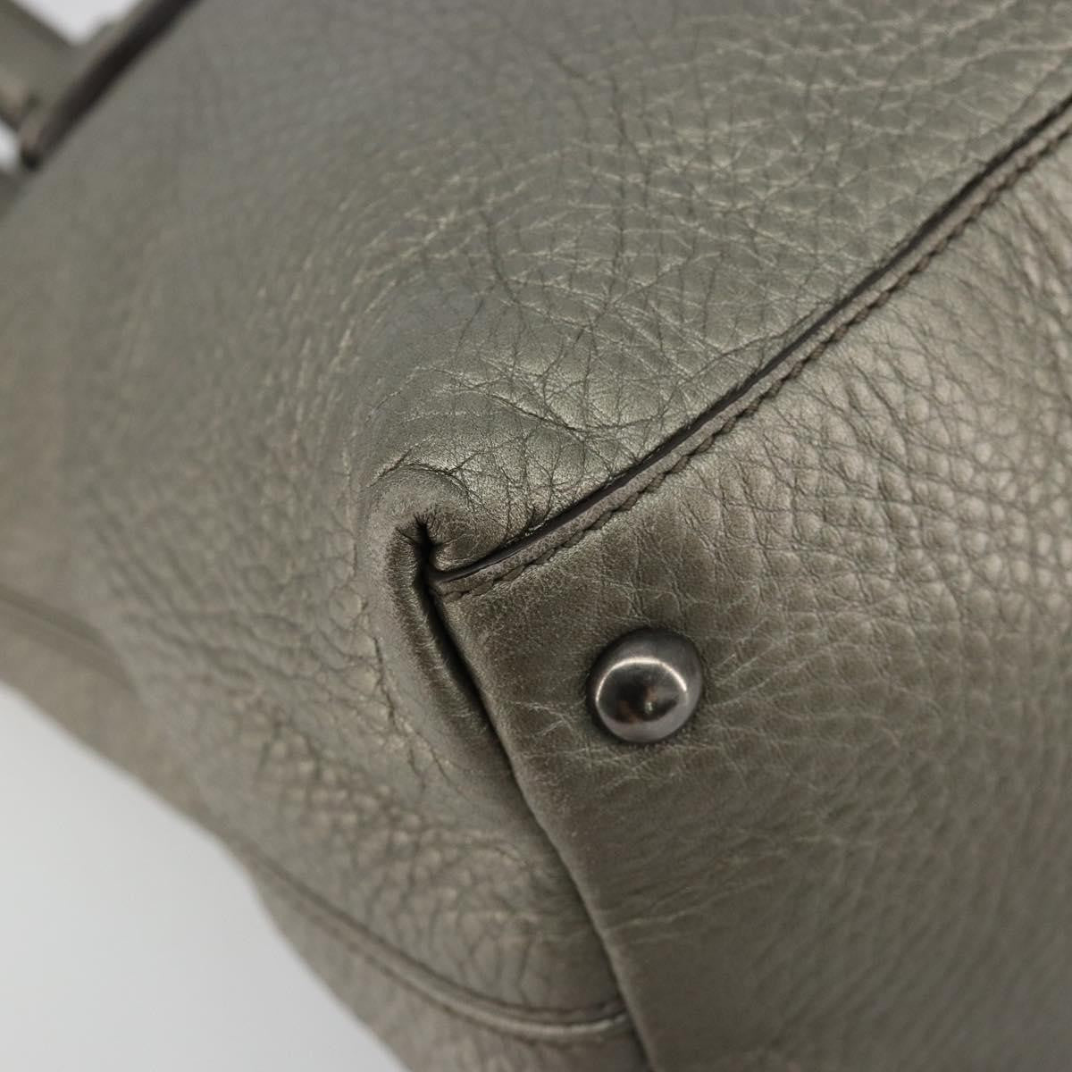 Gucci Soho Convertible Top Handle Bag Leather Silver Leather Handbag (Pre-Owned)