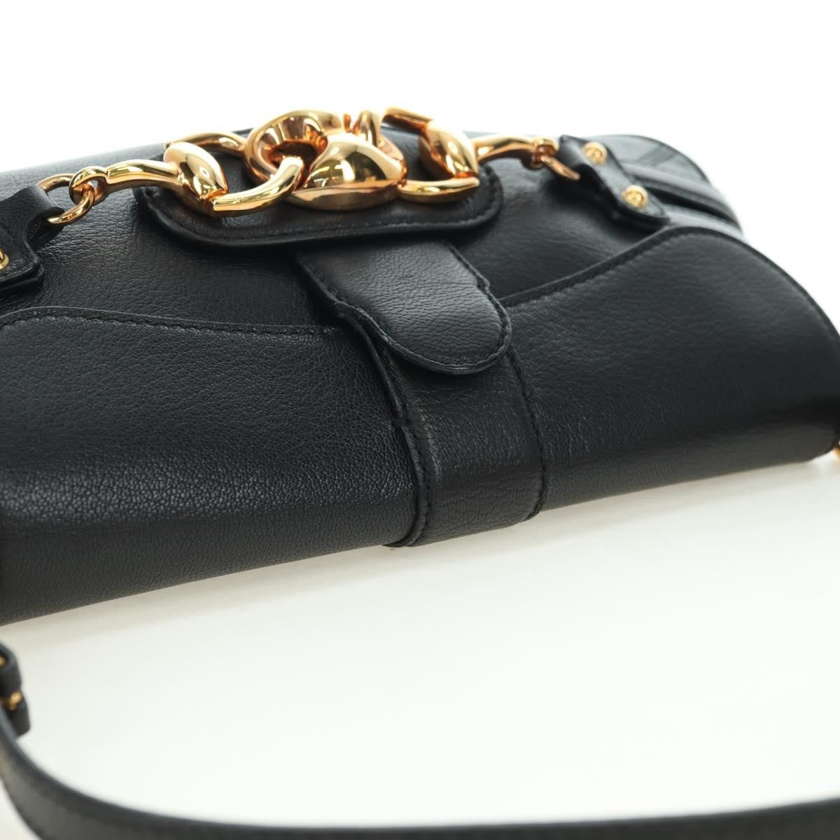 Gucci Horsebit Shoulder Bag Gg Canvas And Leather Black Leather Shoulder Bag Bag (Pre-Owned)