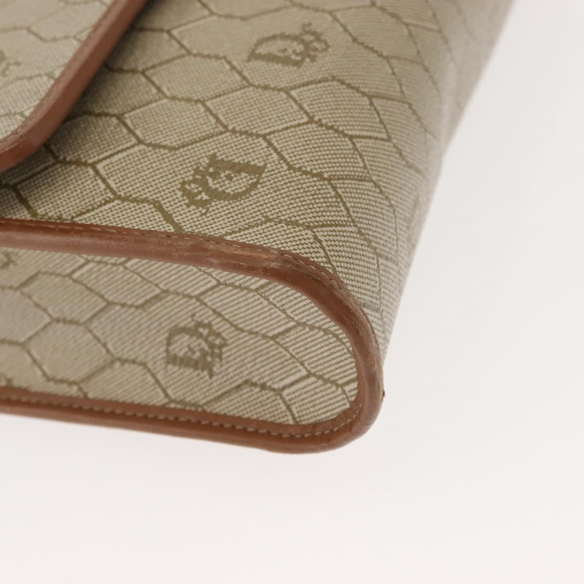 Christian Dior Vintage Honeycomb Flap Crossbody Bag Canvas And Leather Beige Canvas Shoulder Bag Bag (Pre-Owned)