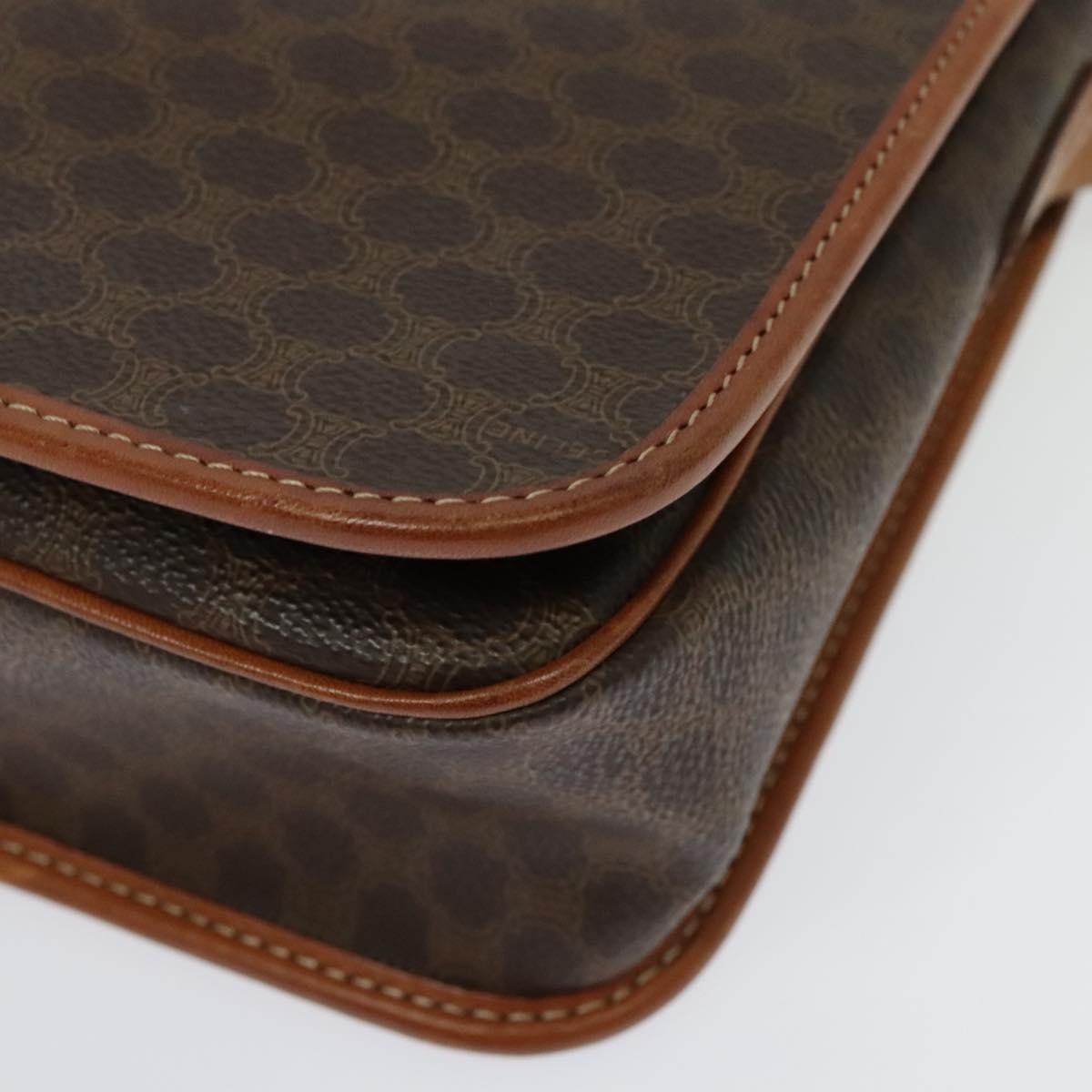 Celine Macadam Shoulder Bag Pvc Leather Brown Canvas Bag (Pre-Owned)