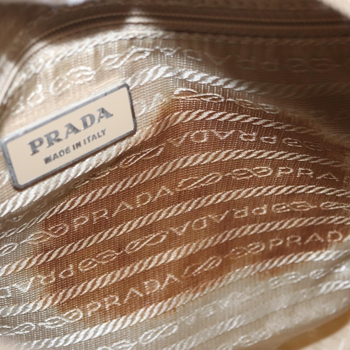 Prada Buckle Messenger Bag Tessuto Beige Nylon Shoulder Bag Bag (Pre-Owned)