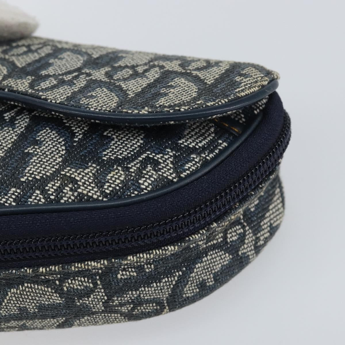 Christian Dior Vintage Saddle Coin Purse Diorissimo Canvas Navy Canvas Clutche & Pouche Bag (Pre-Owned)