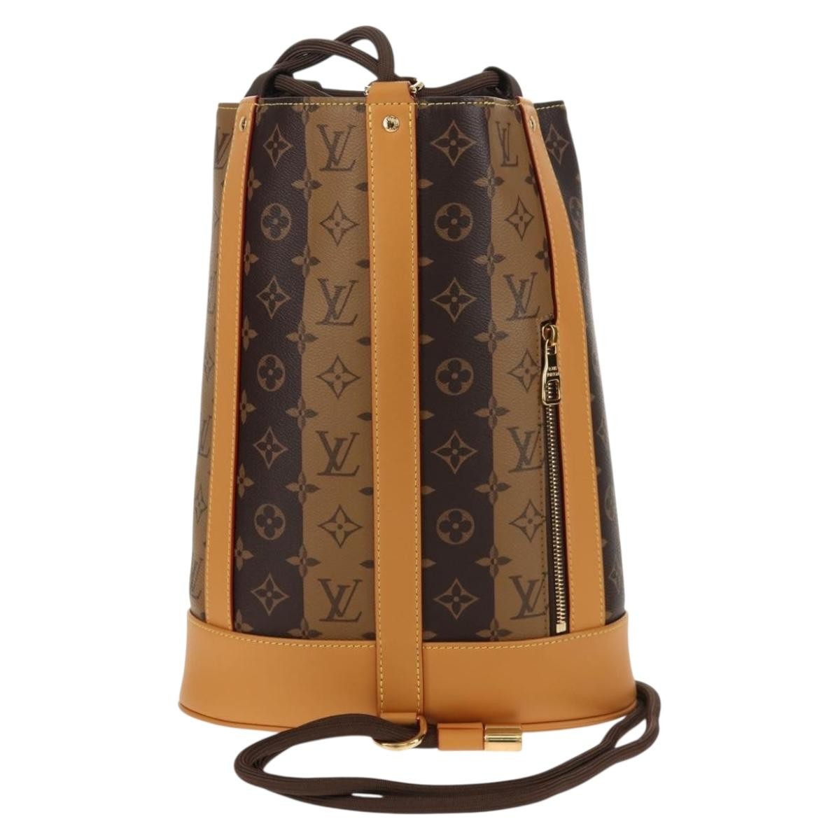Louis Vuitton Nigo Randonnee Backpack Limited Edition Stripes Monogram Canvas Brown Canvas Shoulder Bag Bag (Pre-Owned)