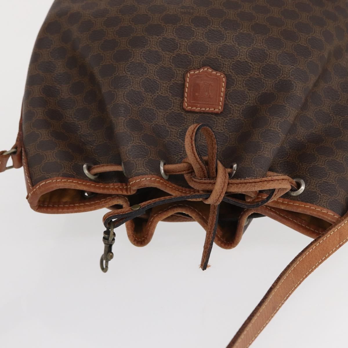Celine Vintage Macadam Shoulder Bag Canvas And Leather Brown Canvas Shoulder Bag Bag (Pre-Owned)