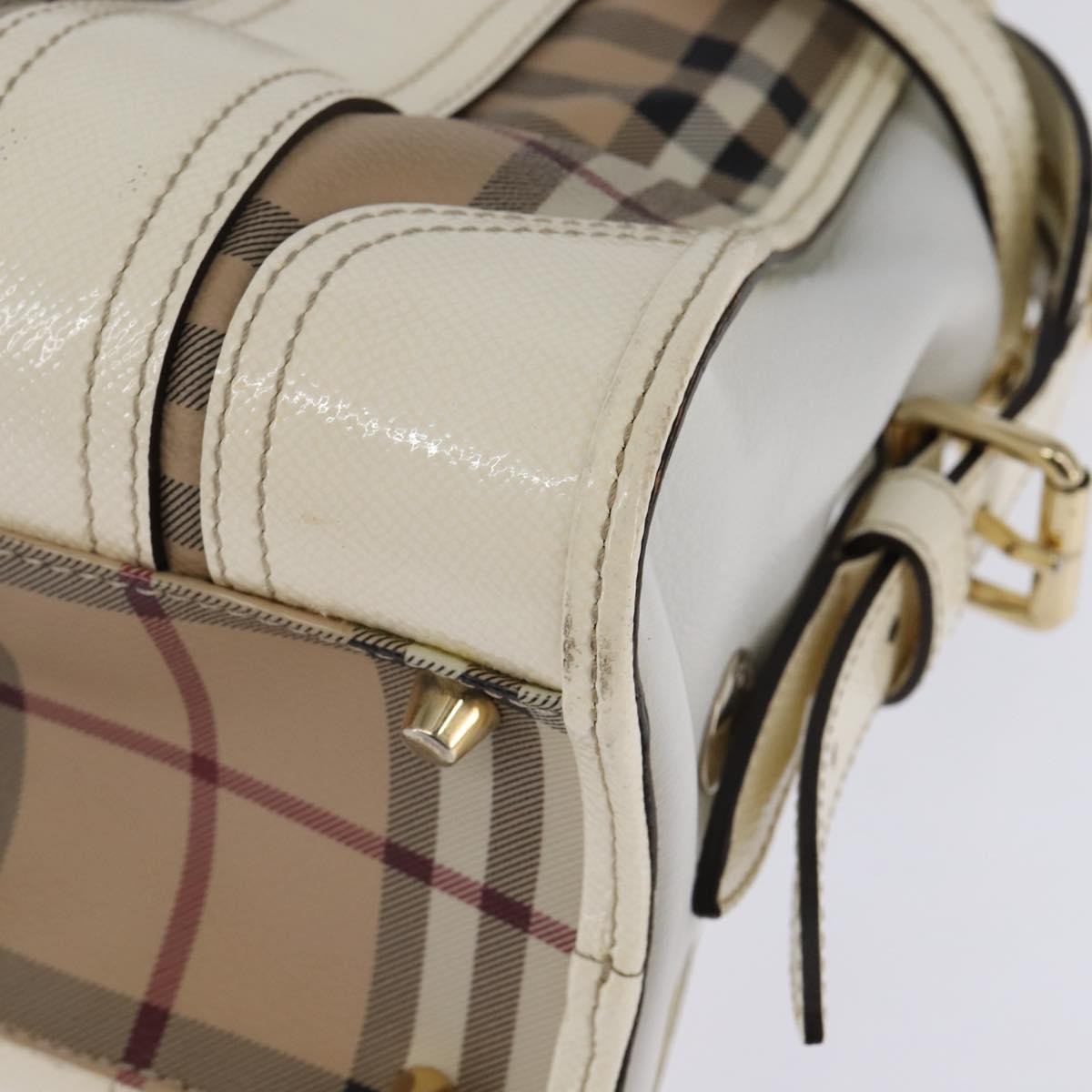 Burberry Minford Satchel Haymarket Coated Canvas Beige Canvas Tote Bag Bag (Pre-Owned)