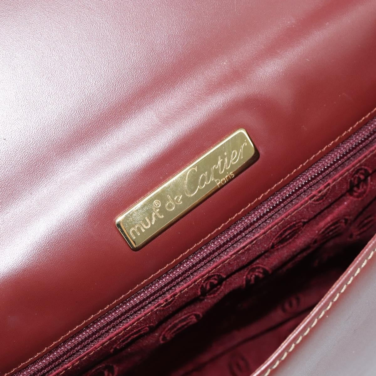Cartier Must De Cartier Clutch Bag Leather Burgundy Leather Clutche & Pouche Bag (Pre-Owned)