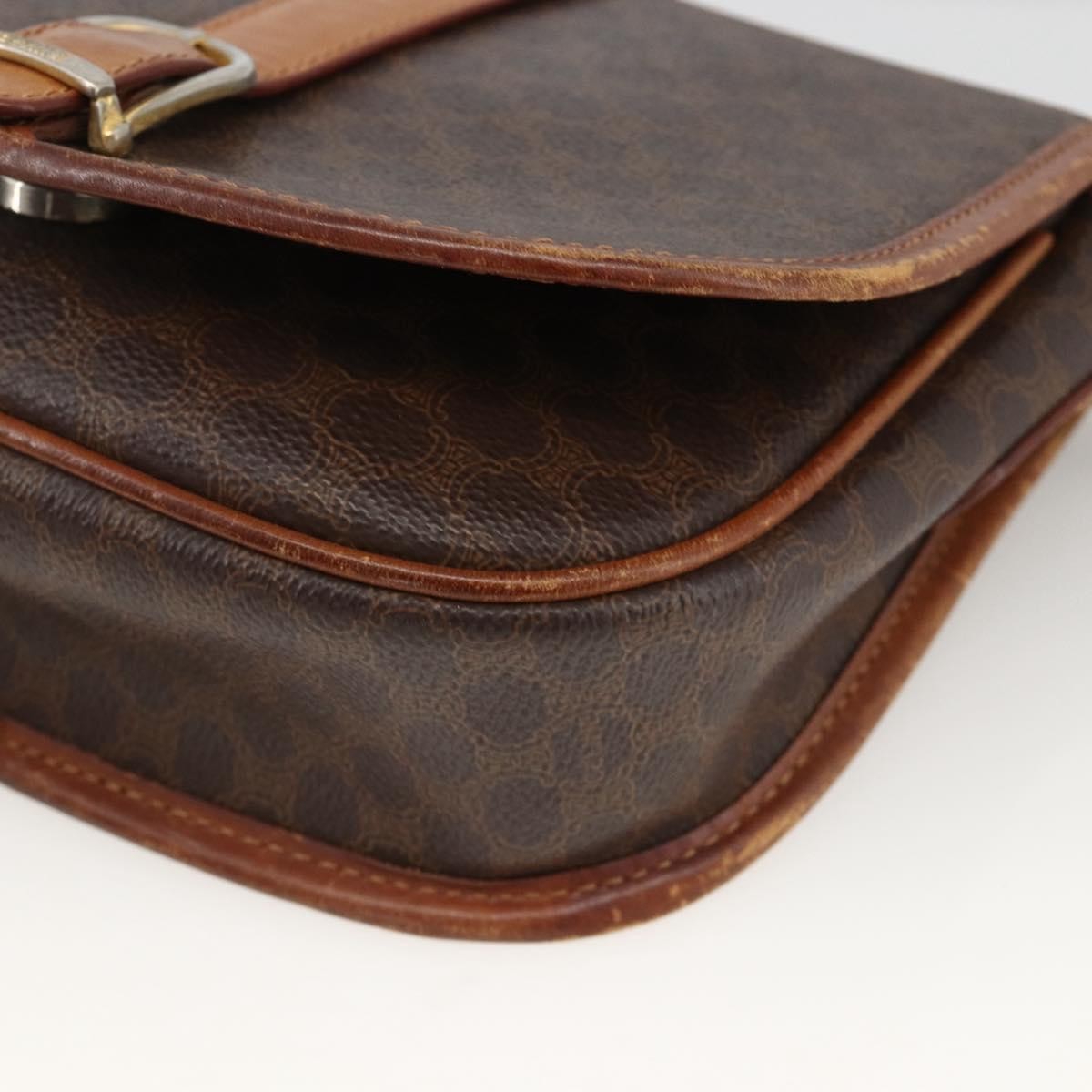 Celine Vintage Macadam Shoulder Bag Canvas And Leather Brown Canvas Shoulder Bag Bag (Pre-Owned)