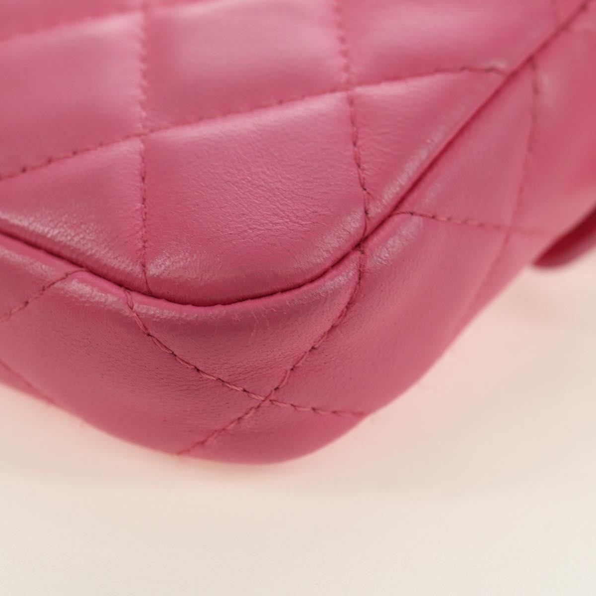Chanel Double Zip Clutch With Chain Quilted Lambskin Pink Leather Shoulder Bag Bag (Pre-Owned)