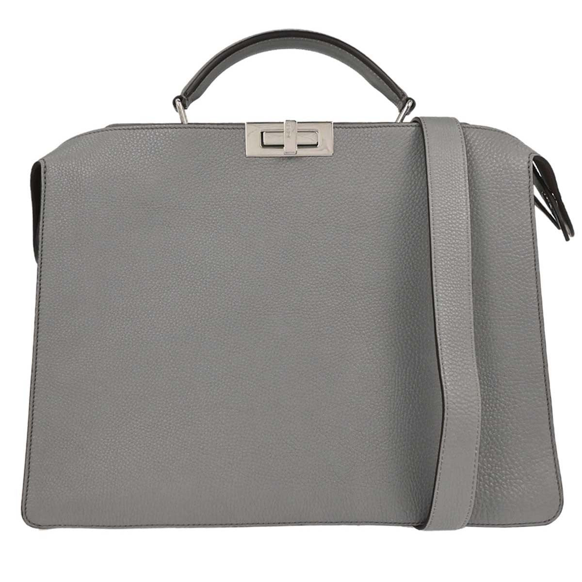 Fendi Peekaboo Iseeu Briefcase Leather Gray Leather Briefcase Bag (Pre-Owned)