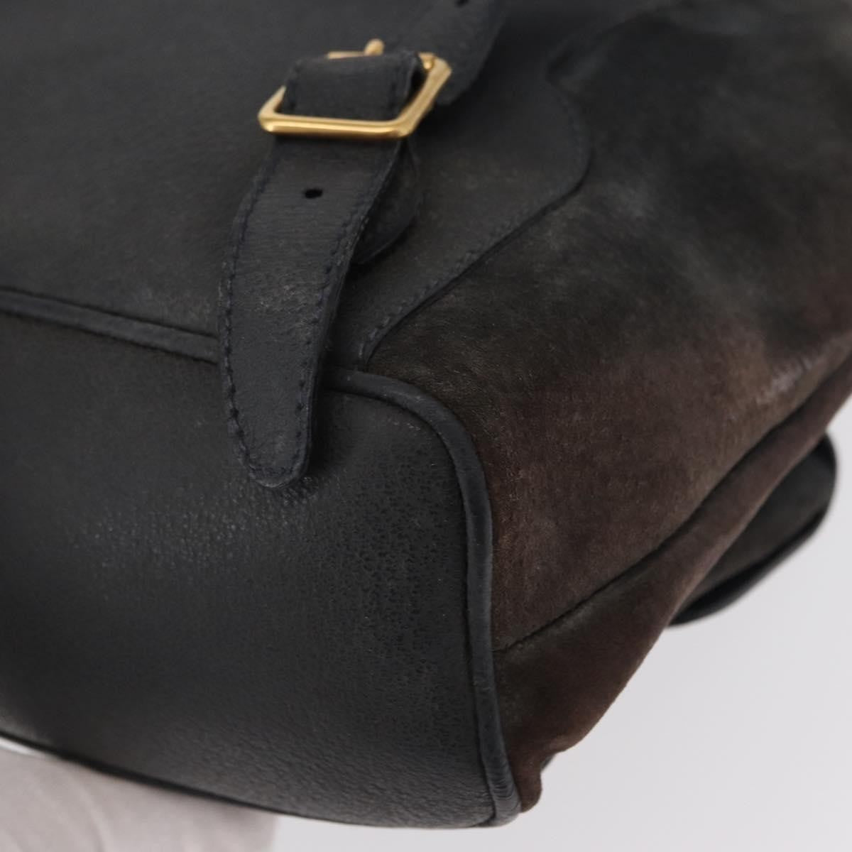 Gucci Vintage Bamboo Backpack Suede Navy Suede Backpack Bag (Pre-Owned)