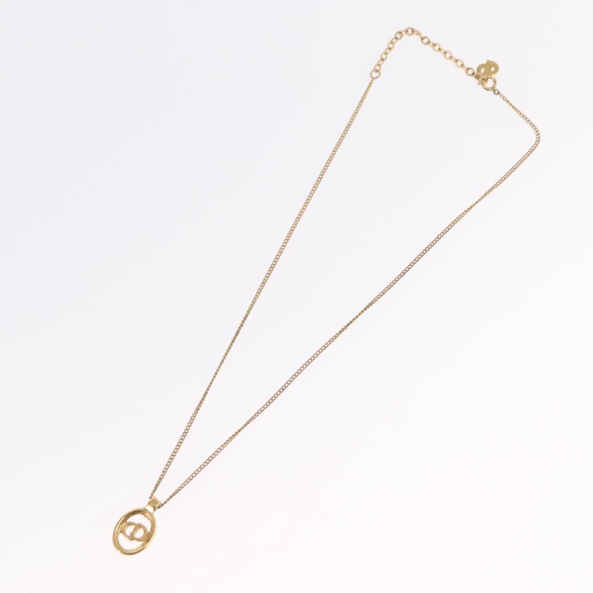 Christian Dior Cd Round Pendant Necklace Metal Gold Metal Necklace Jewelry (Pre-Owned)