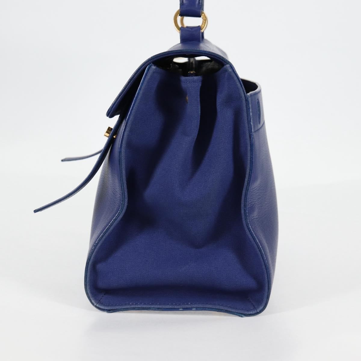 Saint Laurent Muse Two Bag Leather With Canvas Blue Leather Shoulder Bag Bag (Pre-Owned)
