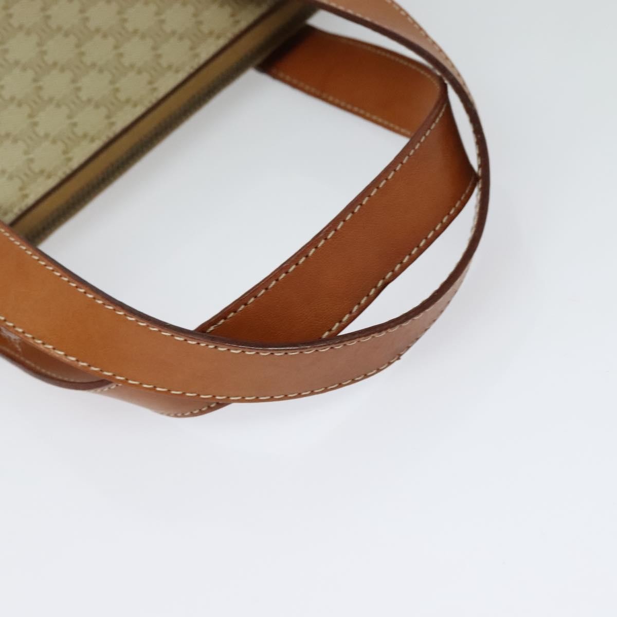 Celine Vintage Macadam Handbag Canvas Beige Canvas Handbag (Pre-Owned)