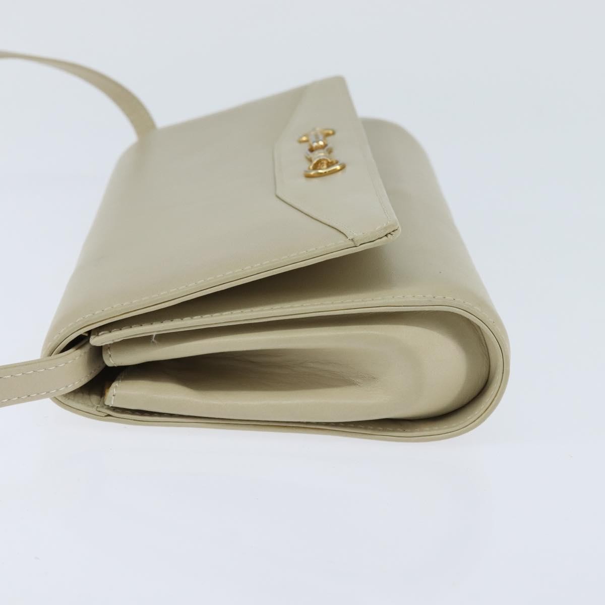 Celine Flap Shoulder Bag Leather Beige Leather Shoulder Bag Bag (Pre-Owned)